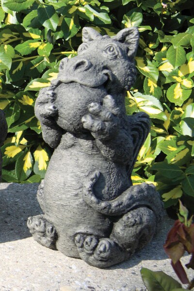 Lil Dragon Playing Ball Garden Statue Cement Little Sculpture Stone